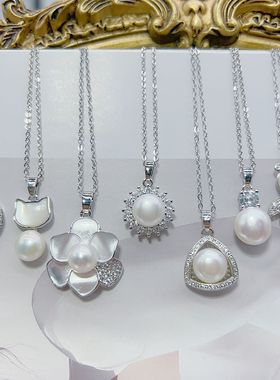 韩版时尚简约小清新淡水珍珠小金鱼吊坠项链小众高级感百搭锁骨链