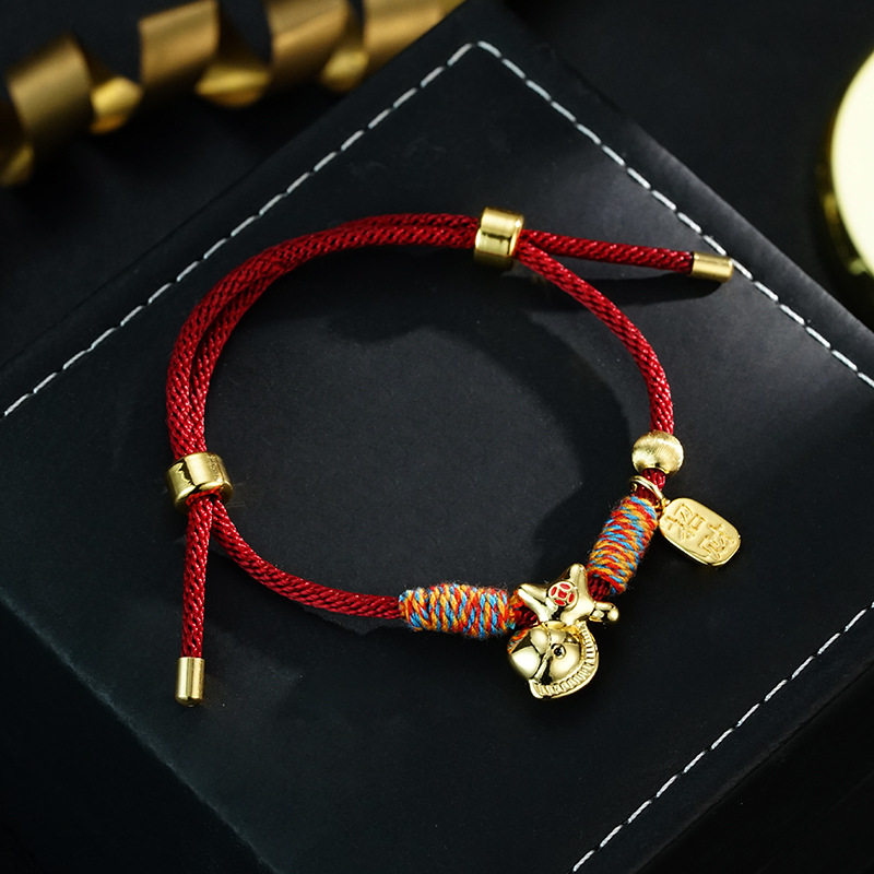 网络同款手工编织新中式小马红绳手链轻奢高级感手链手饰代发,饰品/流行首饰/时尚饰品新,手链,淘宝优惠券,粉丝福利购,淘宝优惠卷