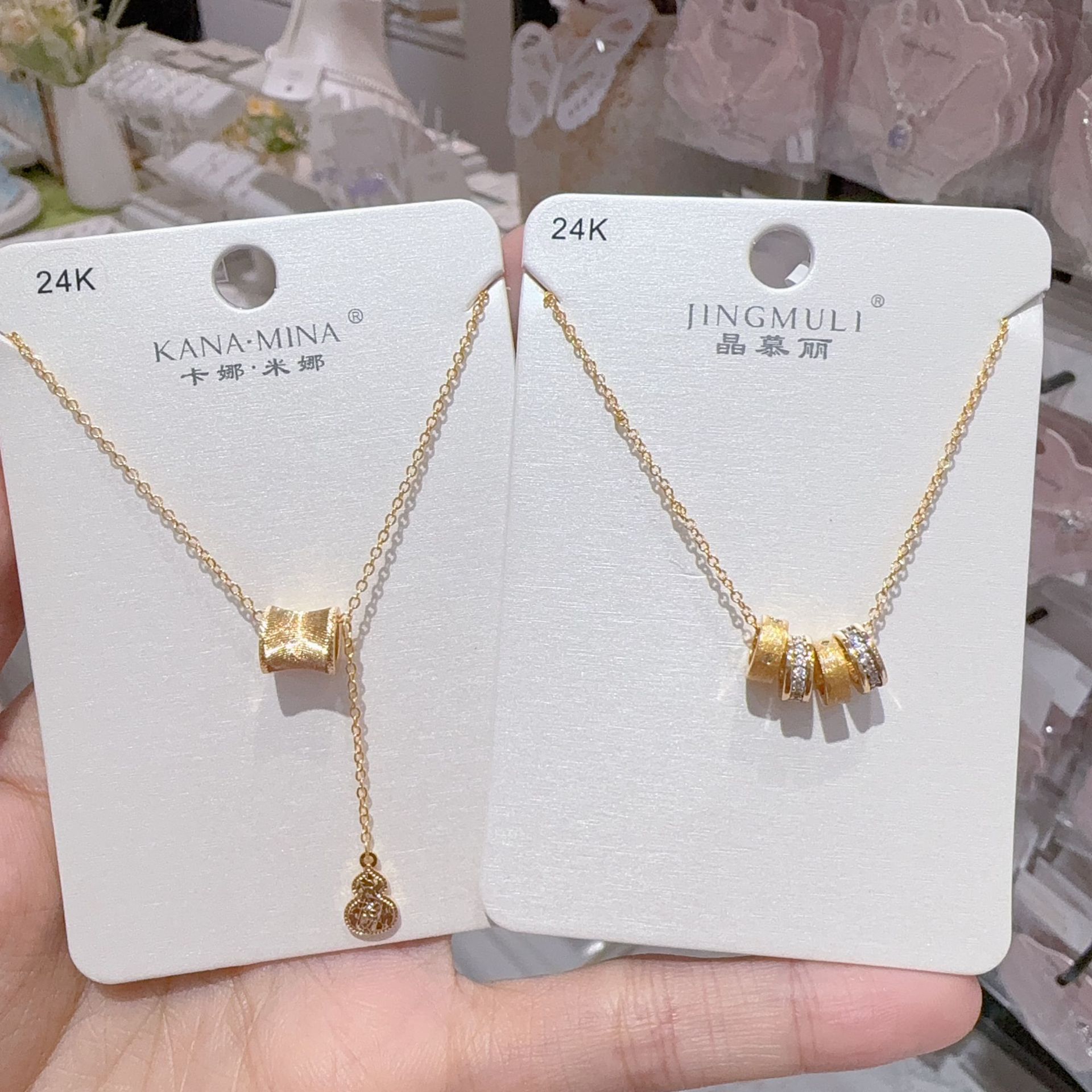 卡娜米娜新中式气质环形吊坠项链女简约锁骨链小众设计项饰