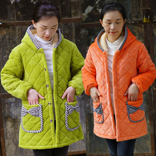 冬天省服女三层加绒保暖睡衣家居服外穿百搭棉袄外套棉衣围裙工作