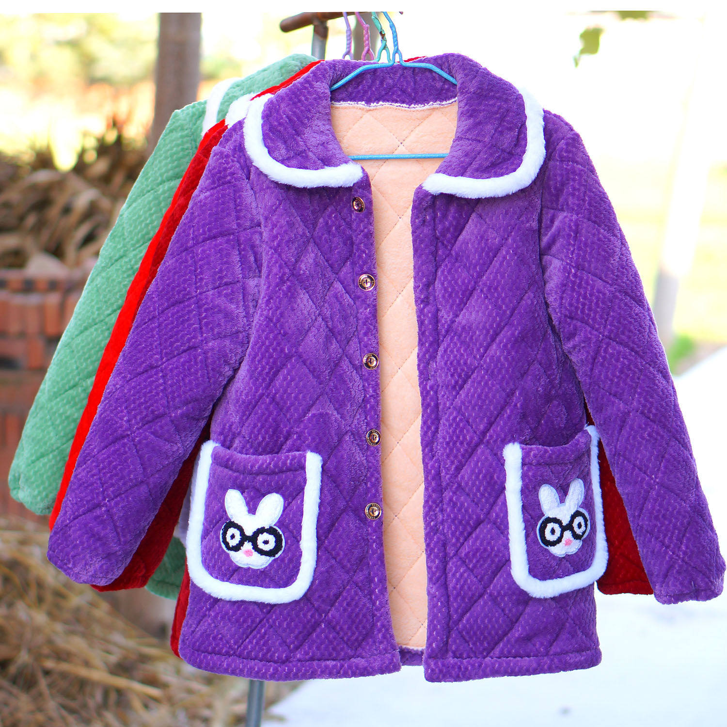 冬季加绒棉衣三层加厚保暖罩衣