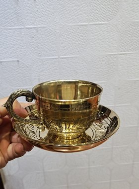 纯铜咖啡杯茶杯欧式宫廷奶茶杯黄铜印度进口手工