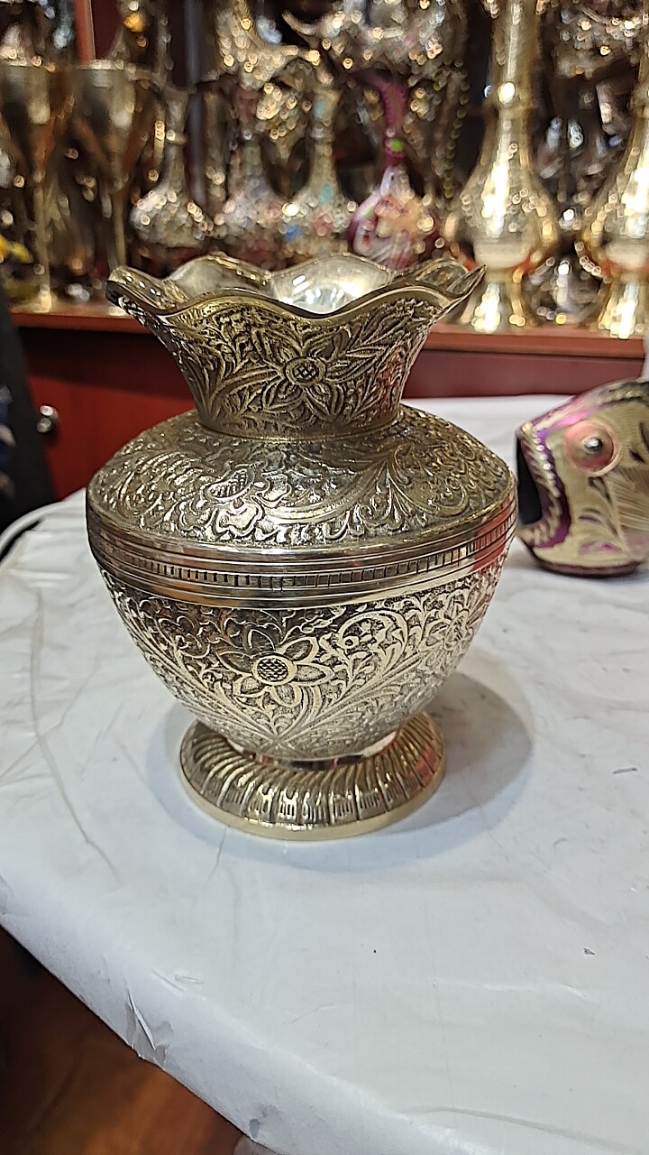 16厘米纯铜黄铜花瓶进口铜花瓶可以拆卸