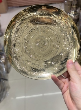 金黄色纯铜盘挂盘壁饰摆件黄铜