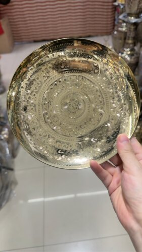 金黄色纯铜盘挂盘壁饰摆件黄铜