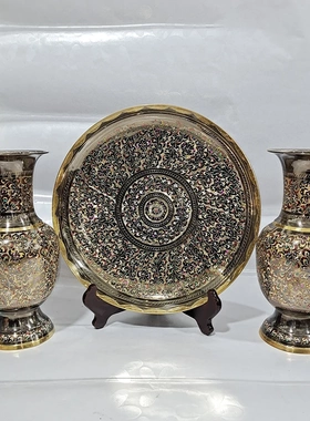 瓶高25cm盘高30cm巴基斯坦进口手工彩点墙壁挂盘家居酒店餐厅