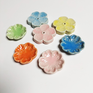 陶瓷塔香炉香座点香碟锥香碟家用供奉香碟家居香薰盘花型樱花碟