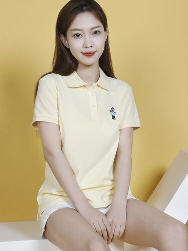 女士纯棉刺绣珠地女休闲短袖
