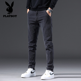 男士 小脚潮流百搭加绒长裤 2025冬季 弹力修身 子 新款 花花公子牛仔裤