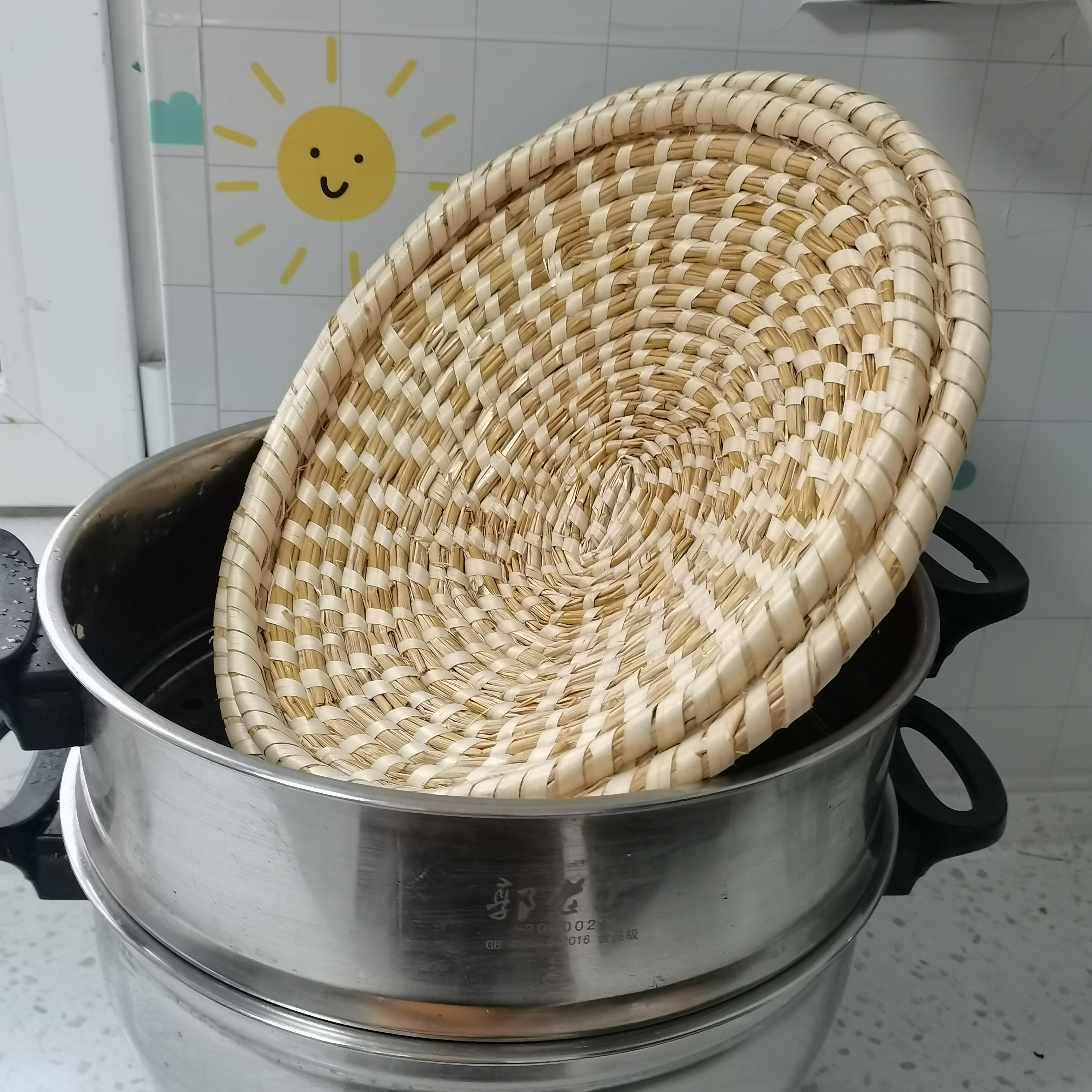 茅草麦秆家用手工草编锅盖蒸笼盖不锈钢炒锅铁锅铝锅电饭锅透气盖