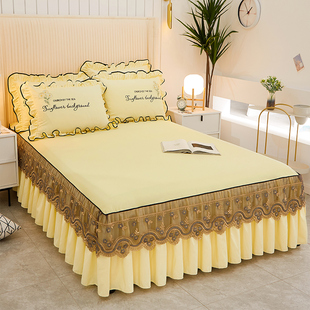 韩版 单件席梦思保护套防滑1.5m1.8床套2.0 纯棉公主床罩全棉床裙式