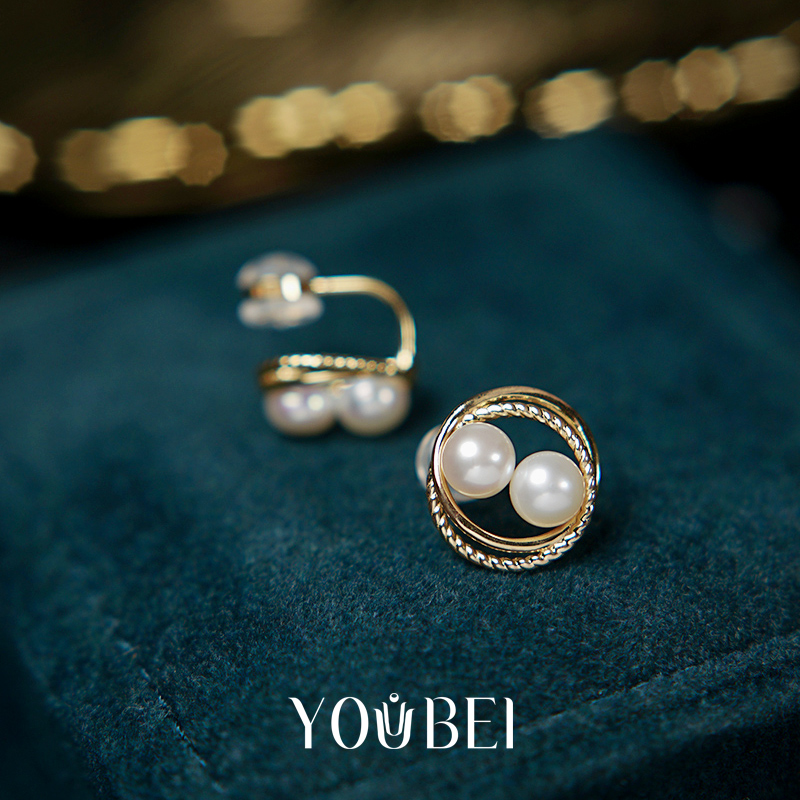 陌凭 天然珍珠无耳洞耳夹925纯银镀金硅胶垫隐形舒适无痛感耳饰女