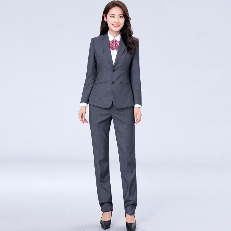 步森灰色西装外套女士气质酒店前台职业正装工作服高级感西服套装