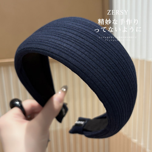 简约纯色针织宽边发箍女日常外戴
