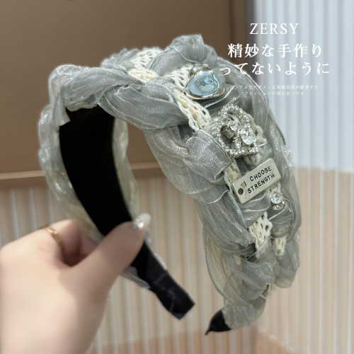 法式轻奢网纱编织宽边显脸小发箍