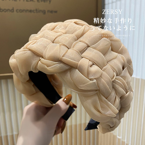 欧根纱编织宽边发箍高颅顶女2025