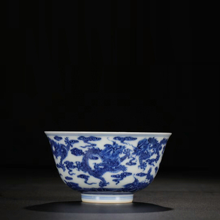 青花柴窑九龙茶杯非青如堂立明堂品茗杯主人杯景德镇陶瓷功夫茶具