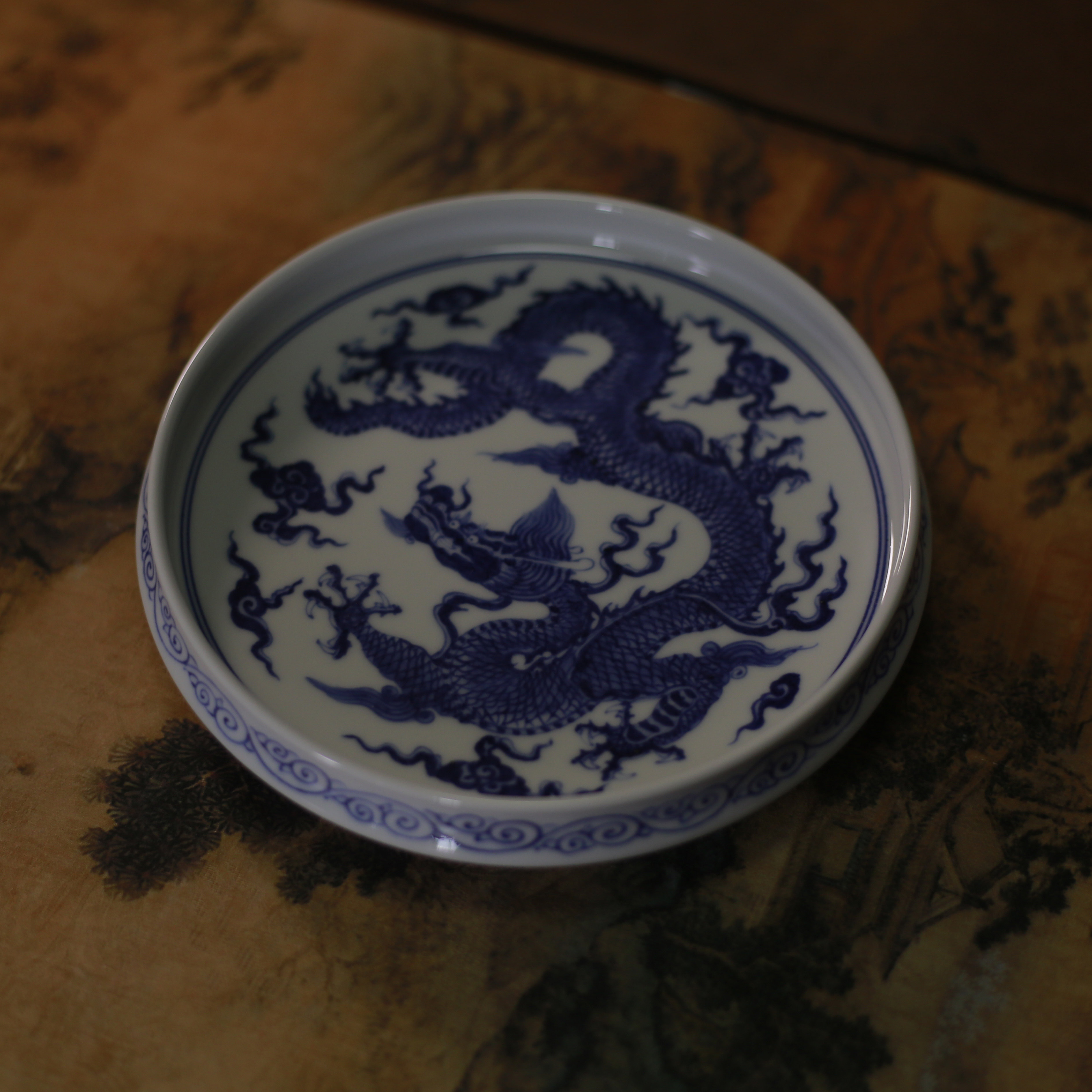 又瓷景德镇手工手绘茶具盖碗壶承青花龙纹元青花收藏送礼