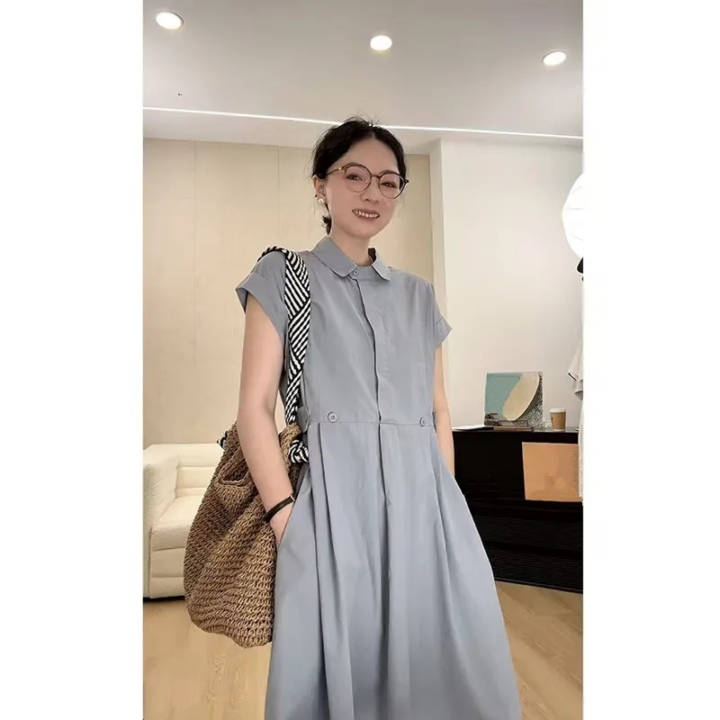 法式气质翻领衬衫连衣裙女