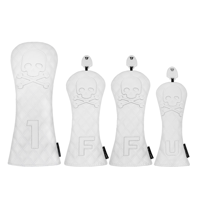 木杆套高尔夫菱形格骷髅头保护套