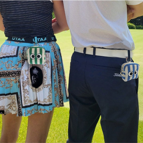 韩系可爱高尔夫球包夏日条纹大眼睛高尔夫球腰包装4颗GOLF小球袋