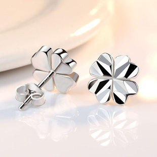足银针耳饰 气质耳环正品 999纯银四叶草耳钉女养耳洞2026新款 爆款