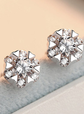 925纯银雪花耳钉女士2018新款小巧迷你气质个性学生防过敏耳环