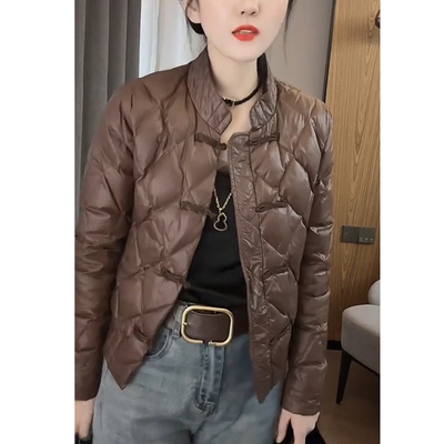 大码洋气国风盘扣轻薄棉服外套