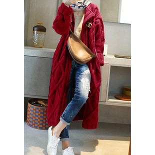 羊绒开衫 有型手工棒针绞花长款 女羊绒大衣外套 非常好穿 重磅系列