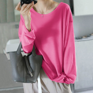 秋冬小确幸 气质简单舒服 精纺羊绒衫女圆领中长款纯羊绒毛衣宽松