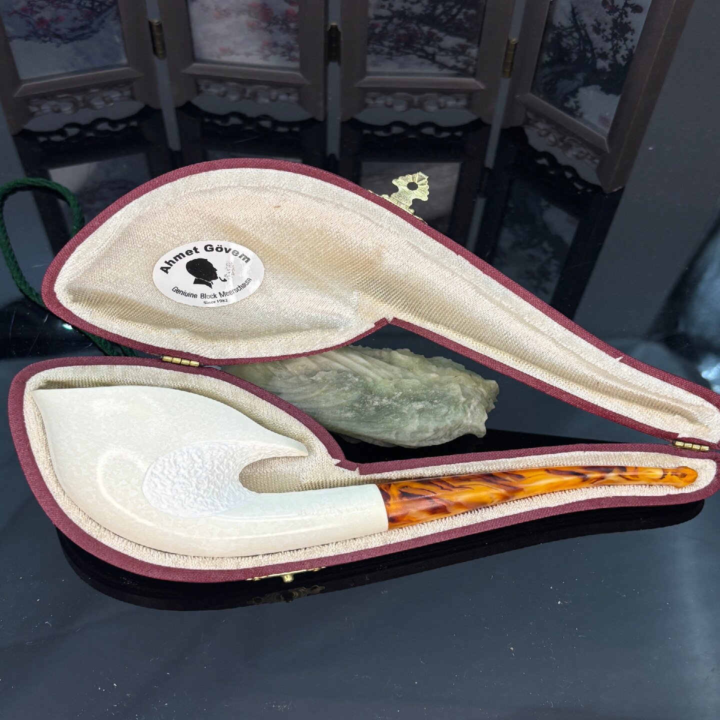 土耳其AG师傅手工雕刻天然海泡石原石随形雪花料大号烟斗烟具