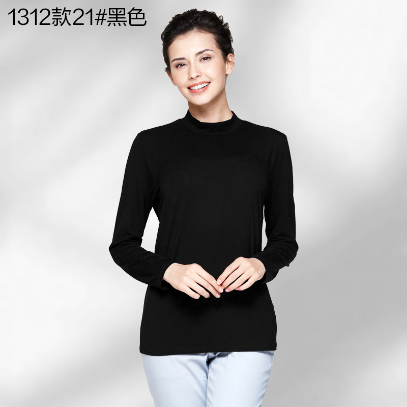 2024春款爱买胖妈妈装长袖衫女上衣中老年半高领秋衣打底衫1312