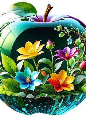 水晶贴画苹果图案贴纸装饰花卉墙面卧室室内车身防水墙上走廊贴纸