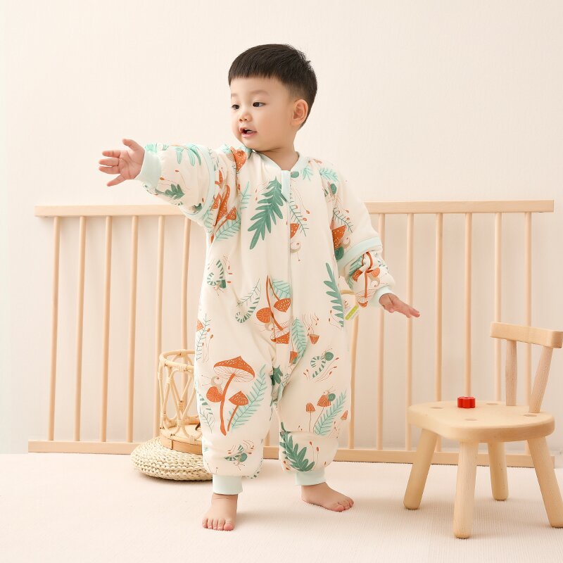 婴儿恒温睡袋儿童加厚保暖防踢被宝宝秋冬夹棉防寒连体衣恒温睡袋
