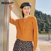 轩日highday2024复古圆领落肩针织外套女洋气小众奶奶衫 气质开衫