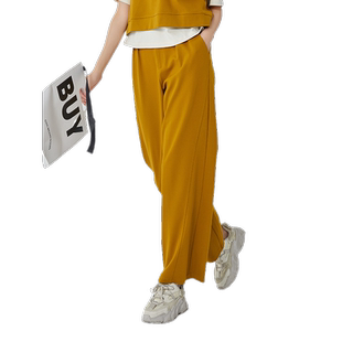 highday轩日2026春季新款高腰休闲裤女亮色直筒宽松运动裤子chic