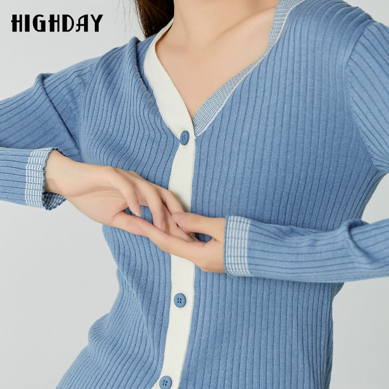 轩日针织V领修身针织上衣