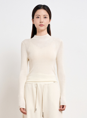 HIGH DAY/轩日绵羊毛长袖针织衫2025秋季高级感圆领修身打底上衣