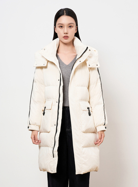 HIGHDAY轩日中长款羽绒服2025冬季防风加厚休闲收腰修身外套女