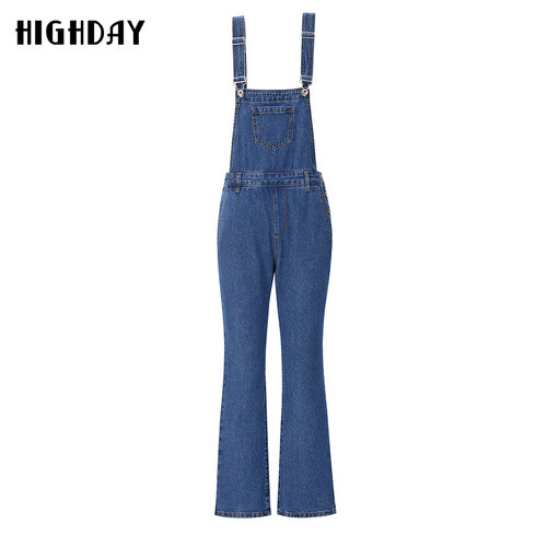 轩日高腰微喇叭背带裤