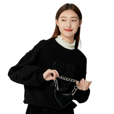 轩日宽松圆领长袖卫衣