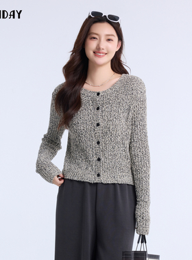 highday轩日长袖针织衫开衫2025春季新款女休闲时尚针织上衣