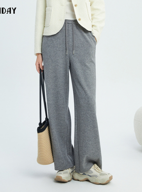轩日2024商场同款秋季洋气休闲裤女新款松弛感灰色直筒裤长裤子潮