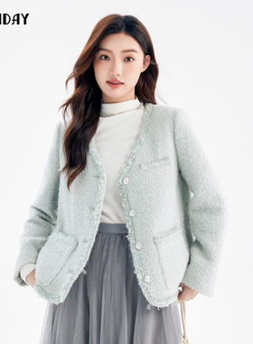 highday轩日2024冬季商场同款女装新款棉服V领小香风优雅长袖外套