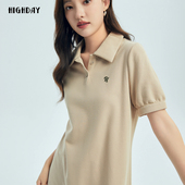 polo裙女纯色翻领字母刺绣短袖 highday轩日2024夏季 新款 连衣裙ins
