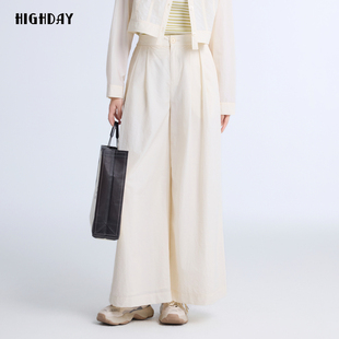直筒宽松显瘦阔腿长裤 女春季 子 2025新款 highday轩日垂感休闲裤