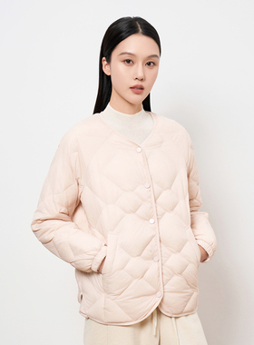 HIGHDAY轩日菱格纹短款羽绒服2025冬季轻薄保暖显瘦百搭上衣外套