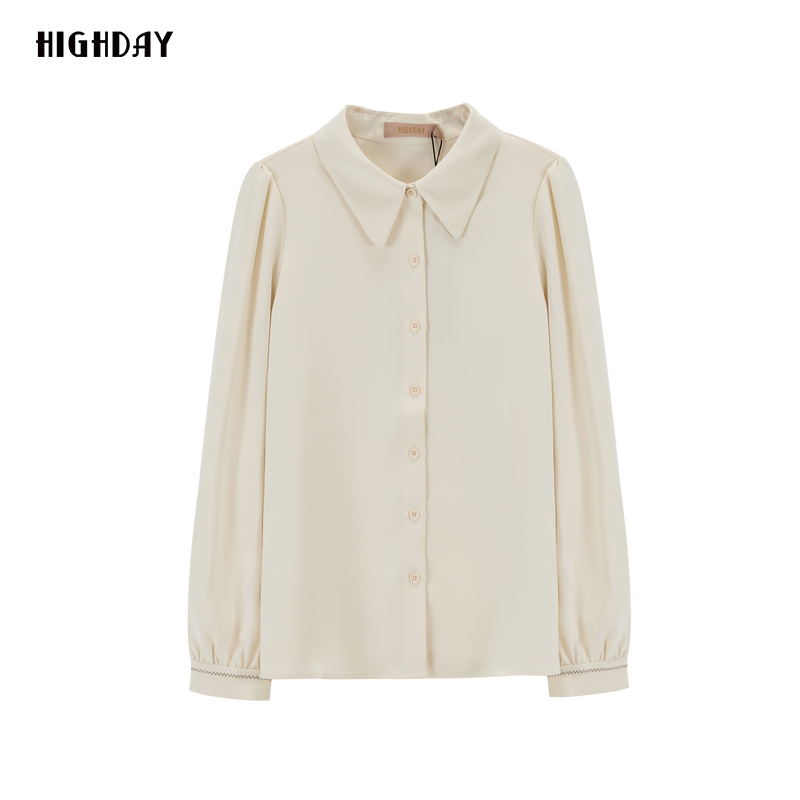 轩日翻领长袖纯色衬衣