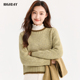 highday轩日2024冬季 ins 针织毛衫 商场撞色长袖 毛衣女简约套头短款