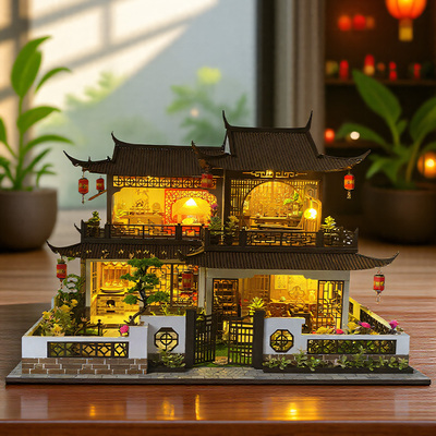 美代木质中国风diy小屋拼装模型